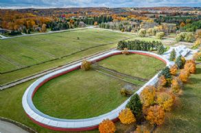 Aerial of Indoor Track - Country homes for sale and luxury real estate including horse farms and property in the Caledon and King City areas near Toronto