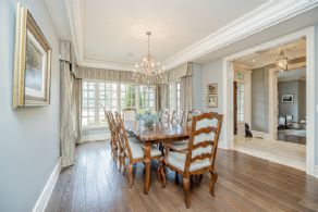 Dining room with picture windows - Country homes for sale and luxury real estate including horse farms and property in the Caledon and King City areas near Toronto