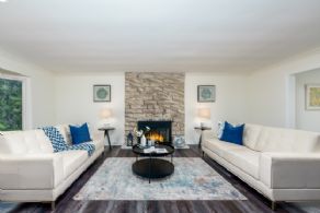 Living Room with Fireplace - Country homes for sale and luxury real estate including horse farms and property in the Caledon and King City areas near Toronto
